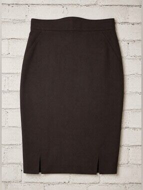 Vintage Louis Feraud Cashmere Blend Pencil Skirt Dark Brown Size 8